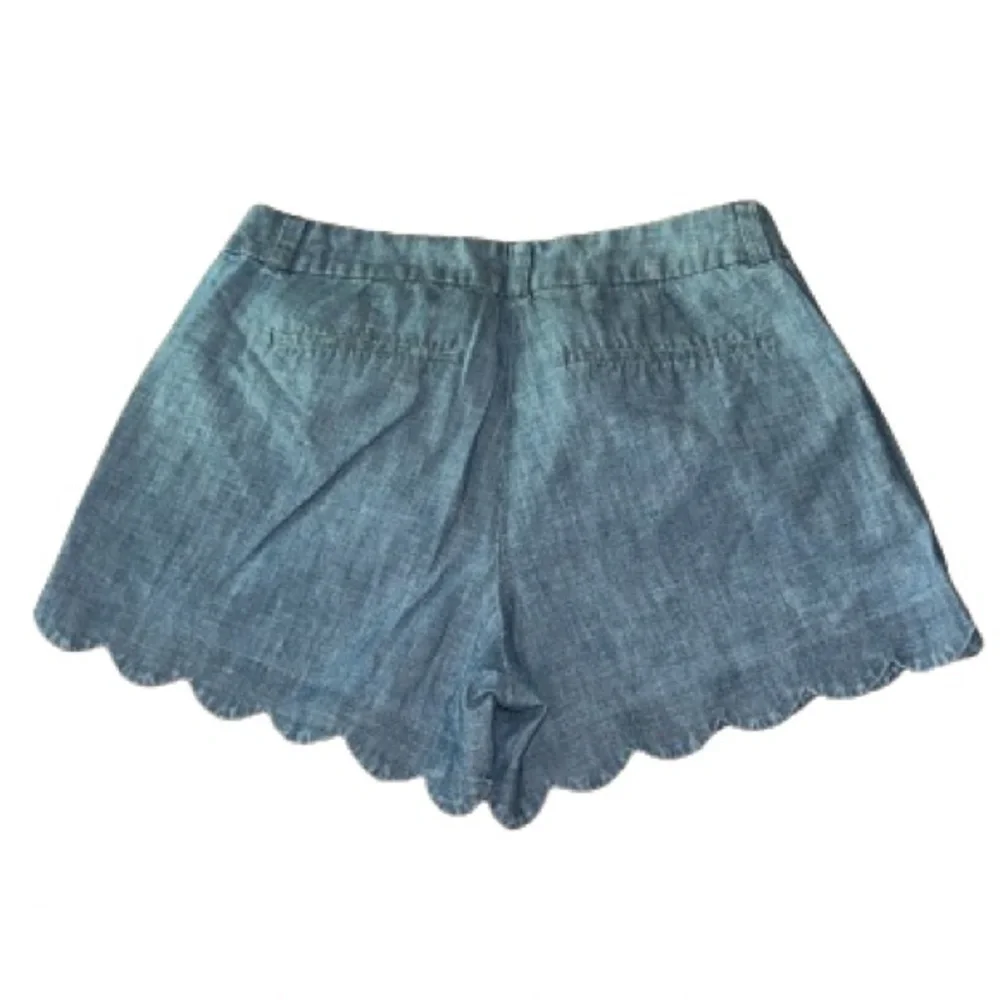 J. Crew blue chambray scalloped edge shorts size 4